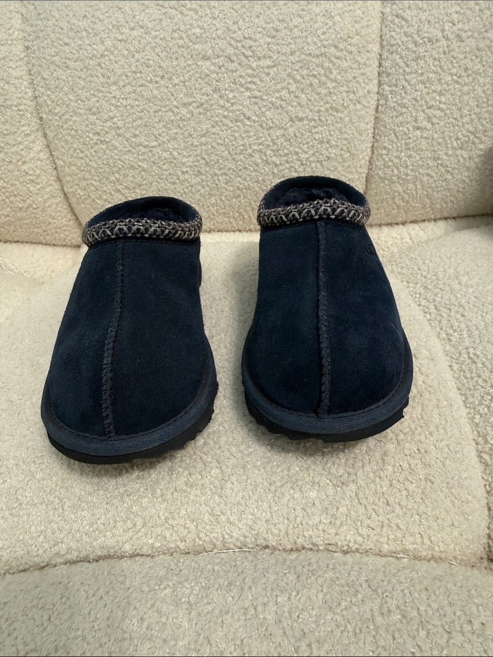 UGG Kids Dark Navy Suede Slip-On Clogs